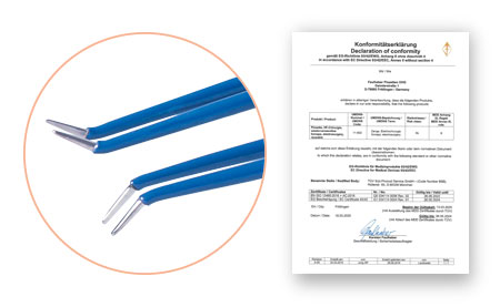 Gebrauchsanweisungen und Konformitätserklärung von sterile Einmalelektrodenhandgriffe